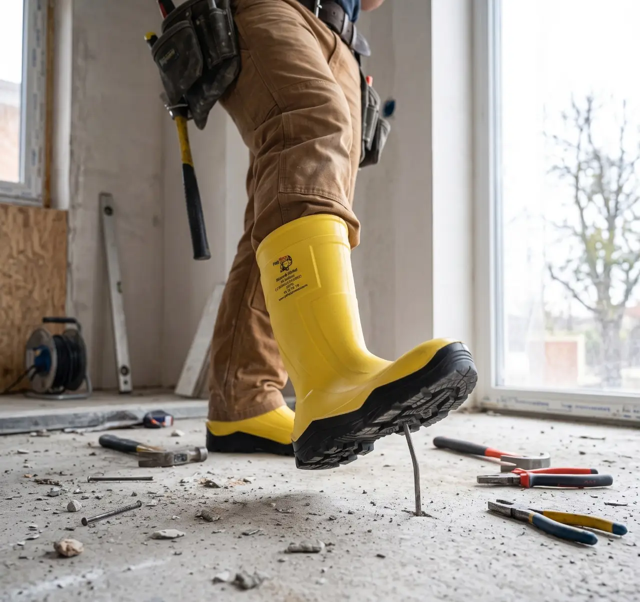 Protective boot against penetration risk on construction site