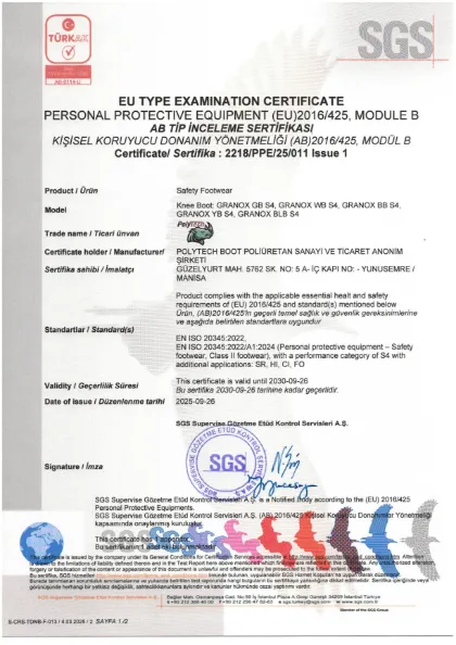 GRANOX S4 certificate — EN ISO 20345:2022 · Module B