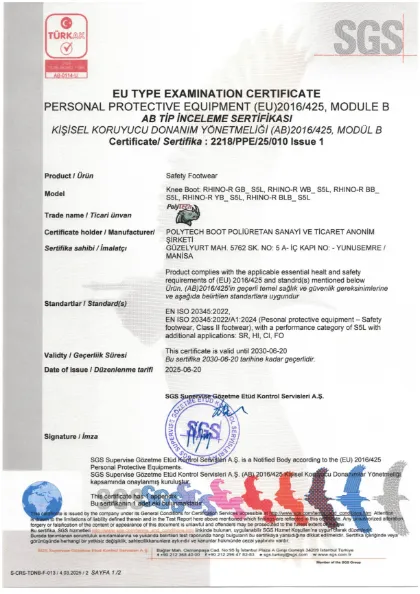 RHINO-R S5L certificate — EN ISO 20345:2022 · Module B